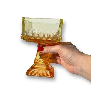 Vintage Marigold Carnival Glass Flash Candy/ Trinket Footed Dish